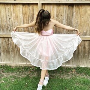 Strapless Pink Tulle Party Dress